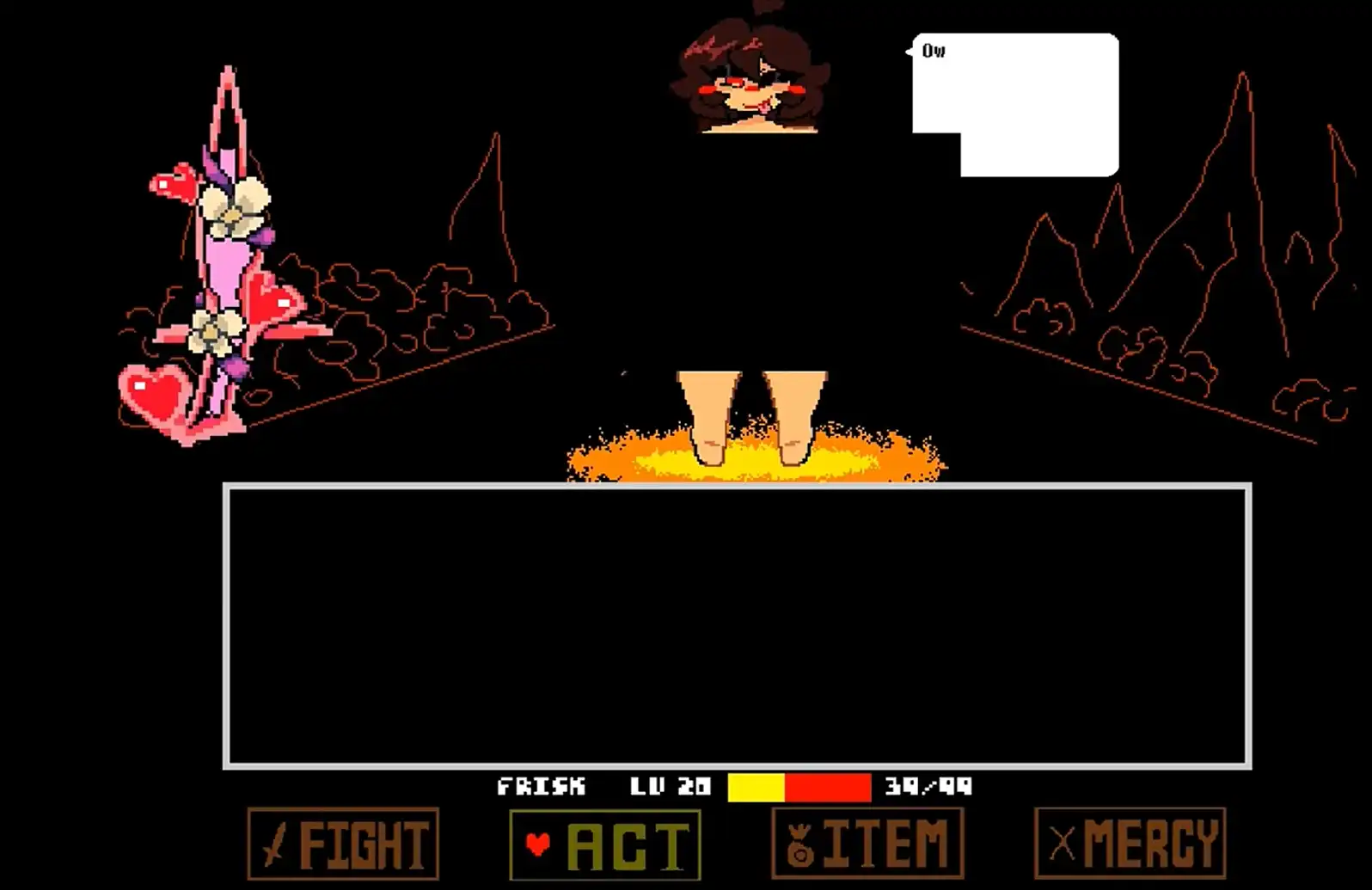 Boss-style encounter with dialogue box